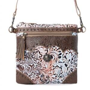 NEW MYRA BAGS azure aesthetic bag in brown and turquoise